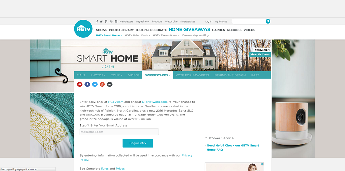 HGTV.com/Smart - HGTV Smart Home 2016 Sweepstakes