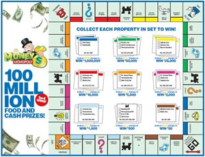 McDonalds Monopoly 2016 Game Board Front