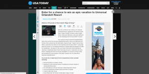 USA Today Universal Orlando Resort Sweepstakes