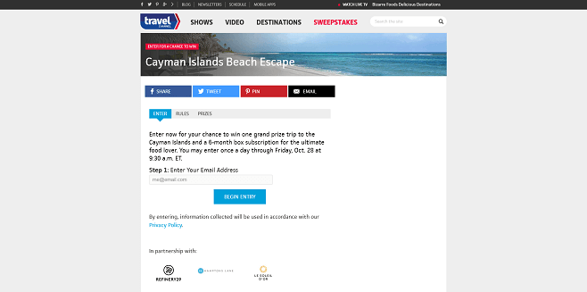 Travel Channel Beach Escape Sweepstakes