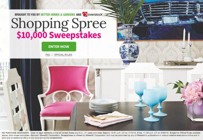 The BHG Shopping Spree $10,000 Sweepstakes