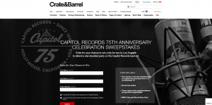 Crate and Barrel Capitol Records 75th Anniversary Celebration Sweepstakes