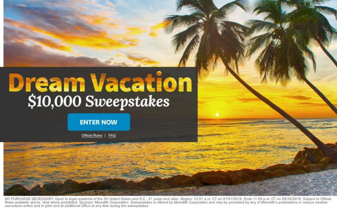 The BHG Dream Vacation $10,000 Sweepstakes