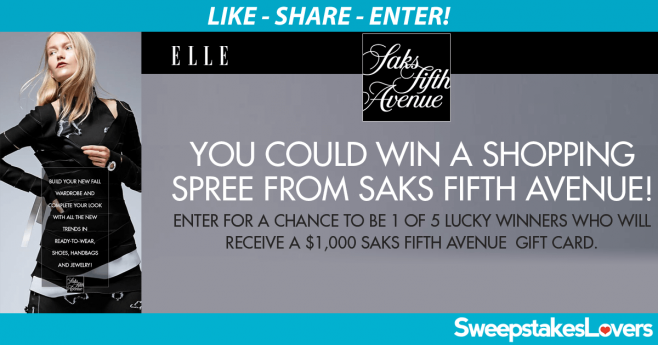 Elle.com/SaksSweeps - Elle Fall Fashion Sweepstakes