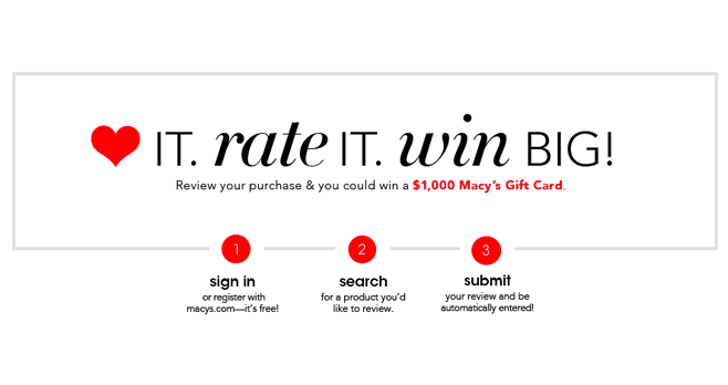 Macy's Customer Product Review Sweepstakes