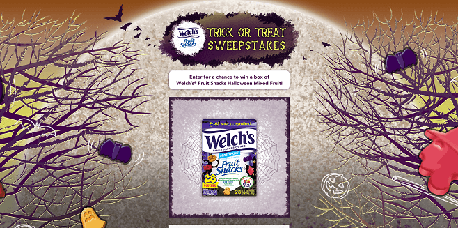 Welch's Fruit Snacks Trick or Treat Sweepstakes