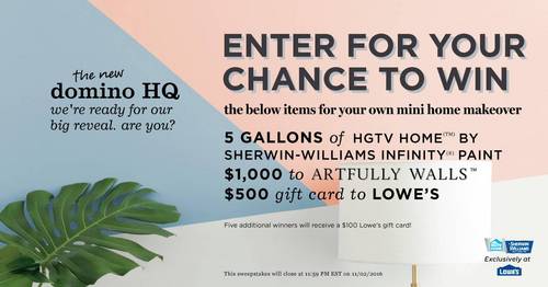 Domino HGTV HOME by Sherwin-Williams Sweepstakes