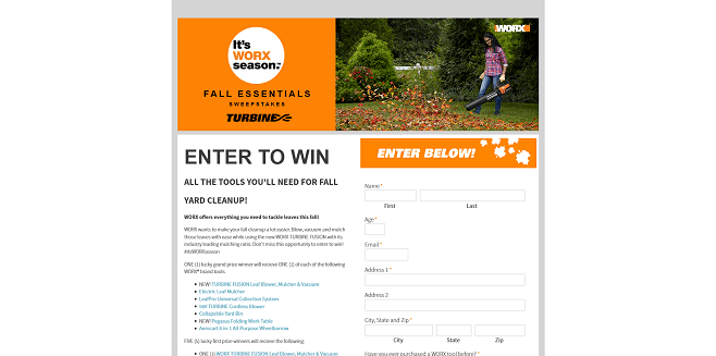 WORX Fall Essentials Sweepstakes 2016