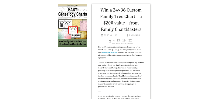 Geneabloggers.com Family ChartMasters Contest