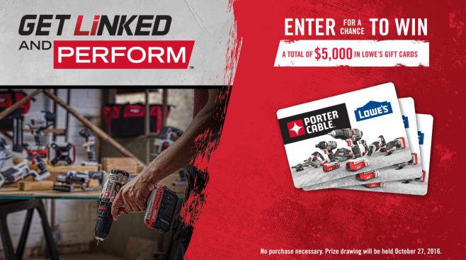 Porter-Cable Get Linked And Spend Giveaway