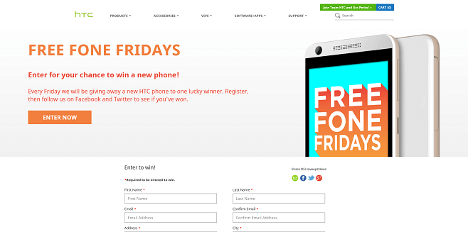 HTC Free Fone Friday Sweepstakes