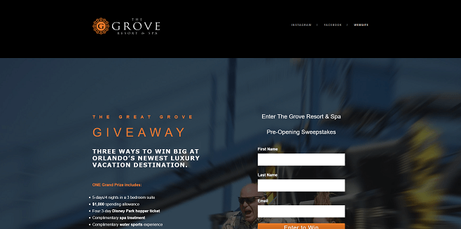 Grove Resort Sweepstakes