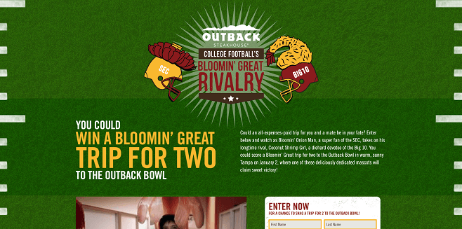 Outback Steakhouse College Football’s Bloomin’ Great Rivalry Promotion