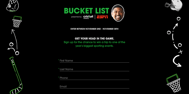 Cricket / ESPN Bucket List Sweepstakes