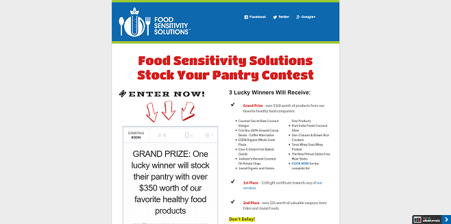 Food Sensitivity Solutions Ultimate Healthy Food Swag Bag Sweepstakes