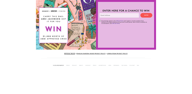 Refinery29 + Penguin Random House + Lorem Ipsum Sweepstakes