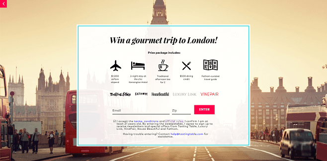 Tasting Table’s 2016 Trip to London Sweepstakes