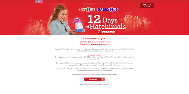 Toys R Us 12 Days of Hatchimals Giveaway