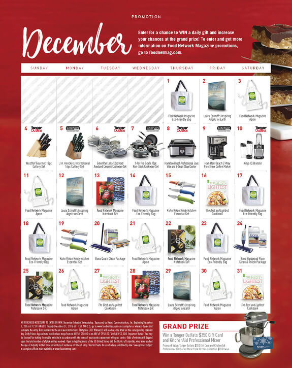 Food Network Magazine December Calendar Sweepstakes