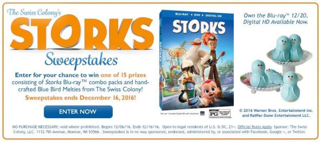 The Swiss Colony’s Promotion of Storks Sweepstakes