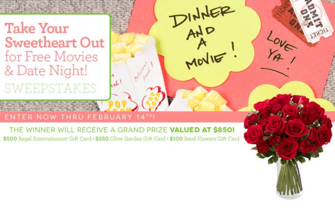 Send Flowers Take Your Sweetheart Out for Free Movies & Date Night! Sweepstakes