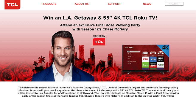 TCL Final Rose LA Getaway Sweepstakes