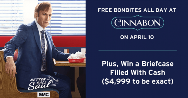 Better Call Saul Cinnabon Sweepstakes (Cinnabon.com/BCSSweeps)