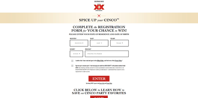 Dos Equis Spice Up Your Cinco Sweepstakes