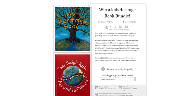 GeneaBloggers kidsHeritage Book Contest