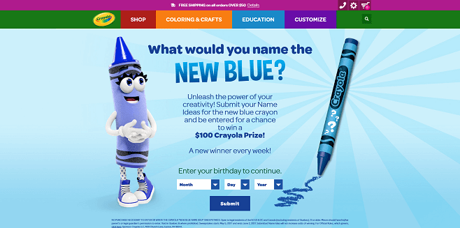 Crayola New Blue Name Idea Sweepstakes
