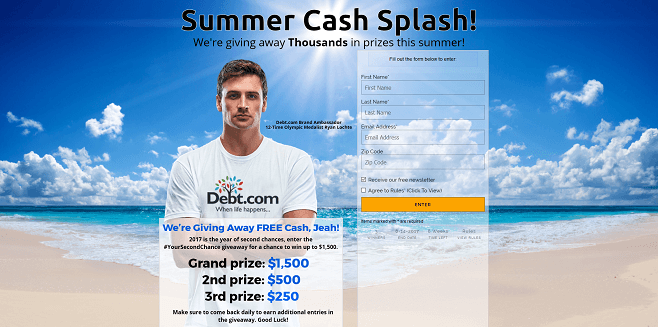 Debt.com Summer Cash Splash Sweepstakes