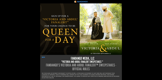 Fandango’s Victoria and Abdul Sweepstakes