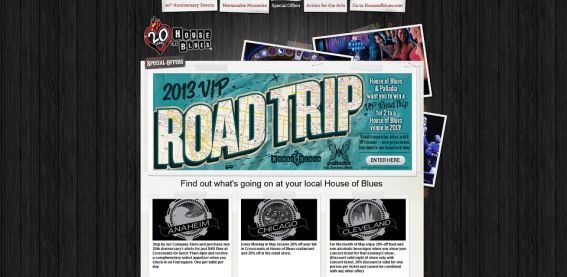 House of Blues 20th Anniversary VIP Roadtrip Sweepstakes House of Blues 20th Anniversary VIP Roadtrip Sweepstakes
