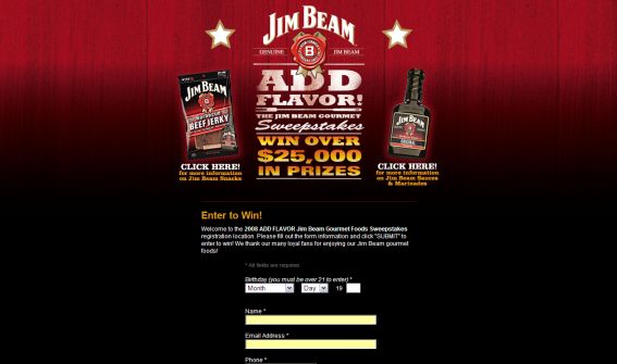 Jim Beam Add Flavor Gourmet Foods Sweepstakes