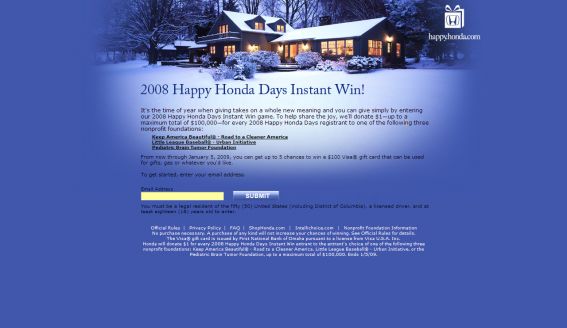 Happy Honda Days Instant Win Game