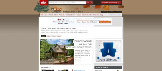 2009 DIY Blog Cabin Sweepstakes