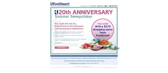 FootSmart 20th Anniversary Summer Sweepstakes