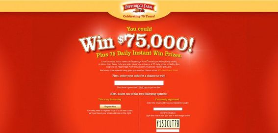 pfwin75.com – Pepperidge Farm Celebrating 75 Years Instant Win Game and Sweepstakes