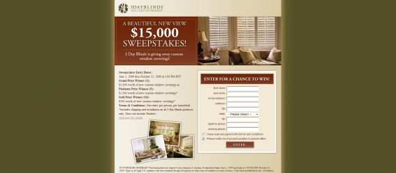 3 Day Blinds A Beautiful New View Sweepstakes