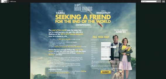Seeking a Friend for the End of the World Sweepstakes Seeking a Friend for the End of the World Sweepstakes