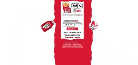 wendys.com/win – Dip & Squeeze and Win! Promotion