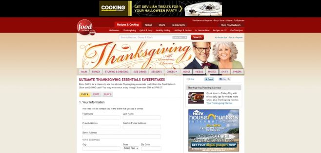 Food Network’s Ultimate Thanksgiving Essentials Sweepstakes Food Network’s Ultimate Thanksgiving Essentials Sweepstakes