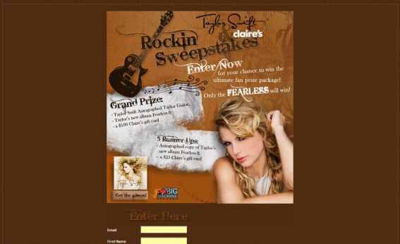 Taylor Swift Claire’s Rockin Sweepstakes Taylor Swift Claire’s Rockin Sweepstakes