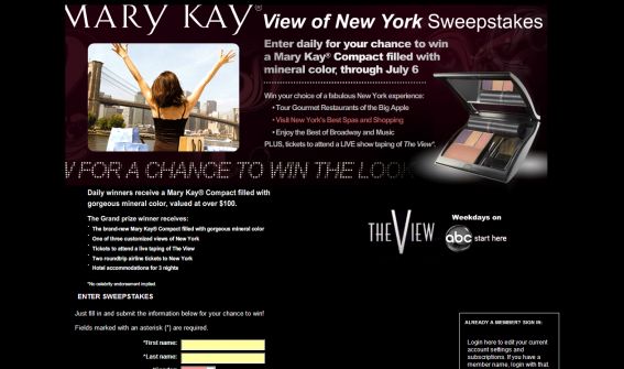 Mary Kay View of New York Sweepstakes