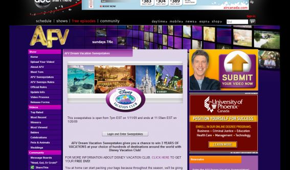 AFV Dream Vacation Sweepstakes
