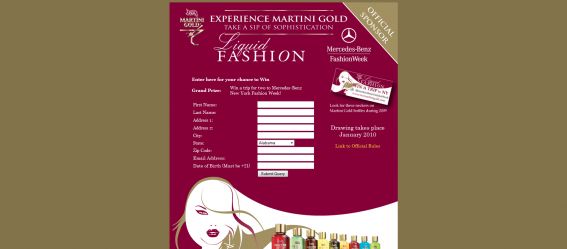 American Beverage Marketers Martini Gold Liquid Fashion Sweepstakes