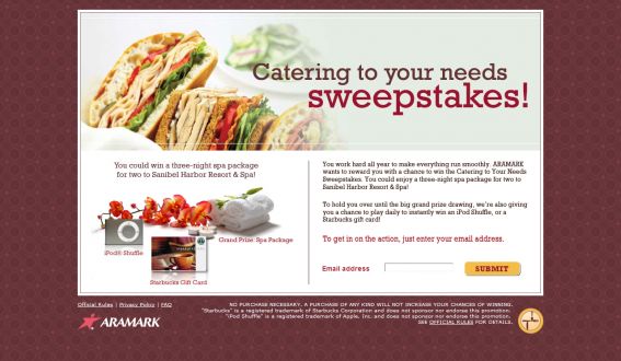 Aramark Catering to Your Needs Sweepstakes