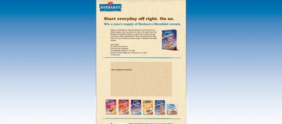 Barbara’s Year’s Supply of Shredded Cereals Sweepstakes Barbara’s Year’s Supply of Shredded Cereals Sweepstakes