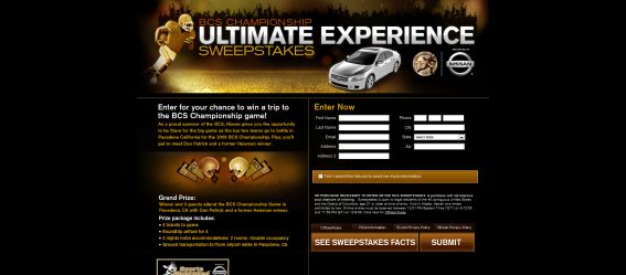 BCS Championship Ultimate Experience Sweepstakes