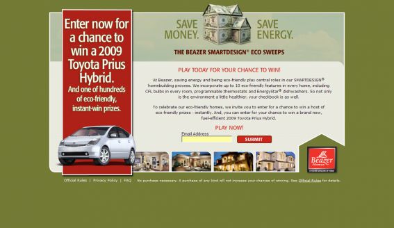 Beazer Homes Print & Win Promotion